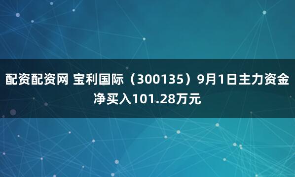 配资配资网 宝利国际（300135）9月1日主力资金净买入101.28万元